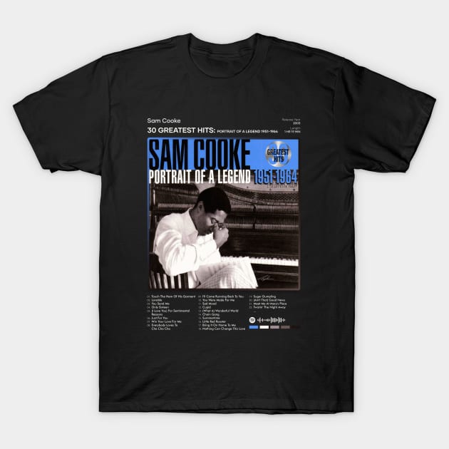 Sam Cooke - 30 Greatest Hits: Portrait of a Legend 1951-1964 Tracklist Album T-Shirt by 80sRetro